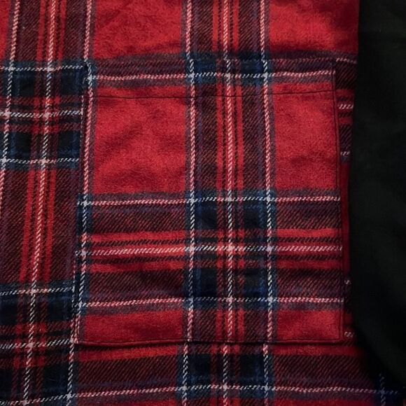 Plaid button down Shacket w black sweatshirt sleeves and hood NWOT L - Picture 5 of 11